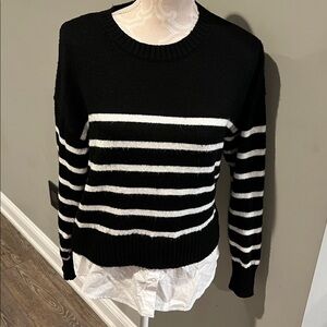Evereve Classic Black Knit Sweater Twoferer